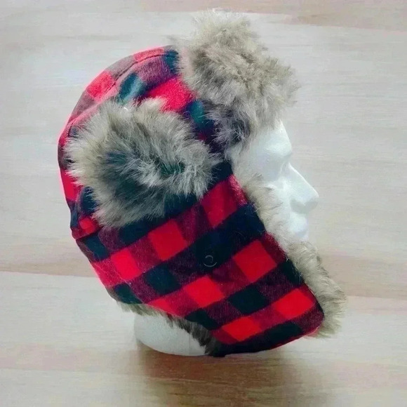 Wisconsin Timber Rattlers MiLB Baseball Head Logo Red Black Plaid Trapper Hat - Picture 3 of 6